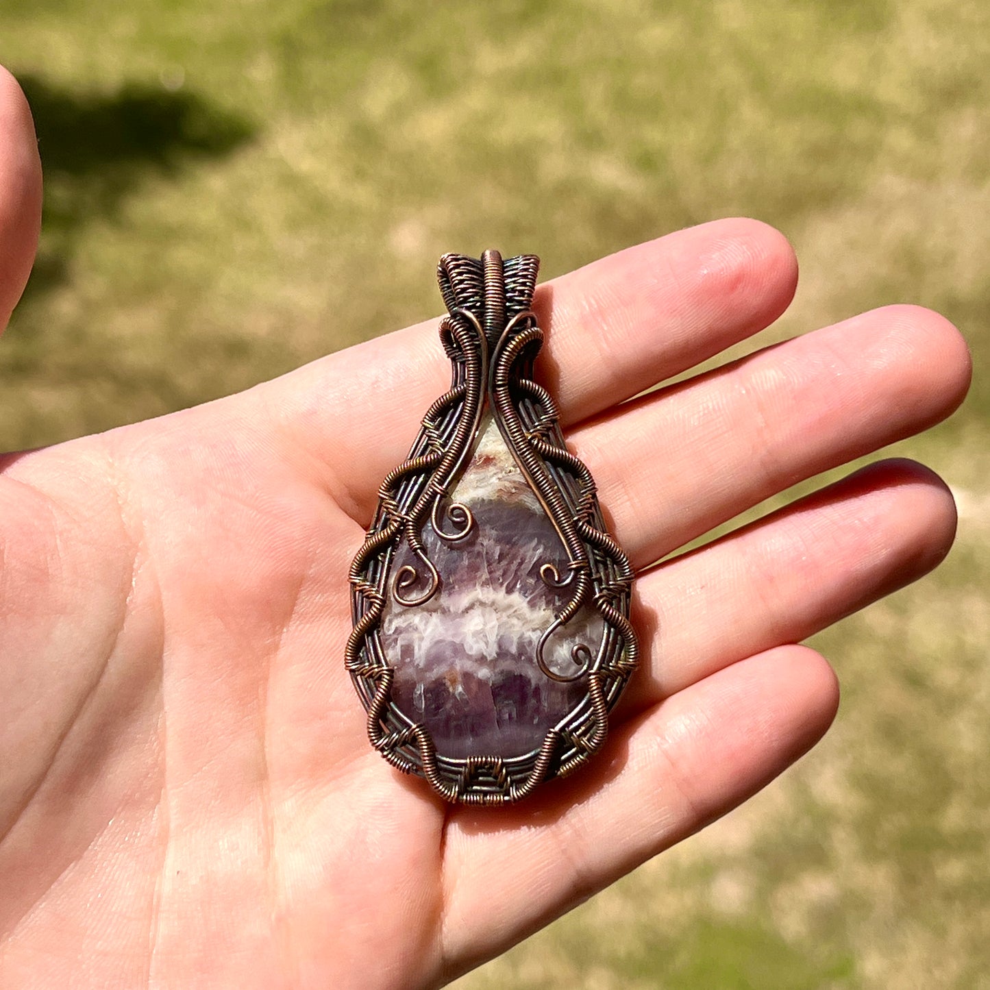 "Amethyst Ascension" - Banded Amethyst Statement Pendant