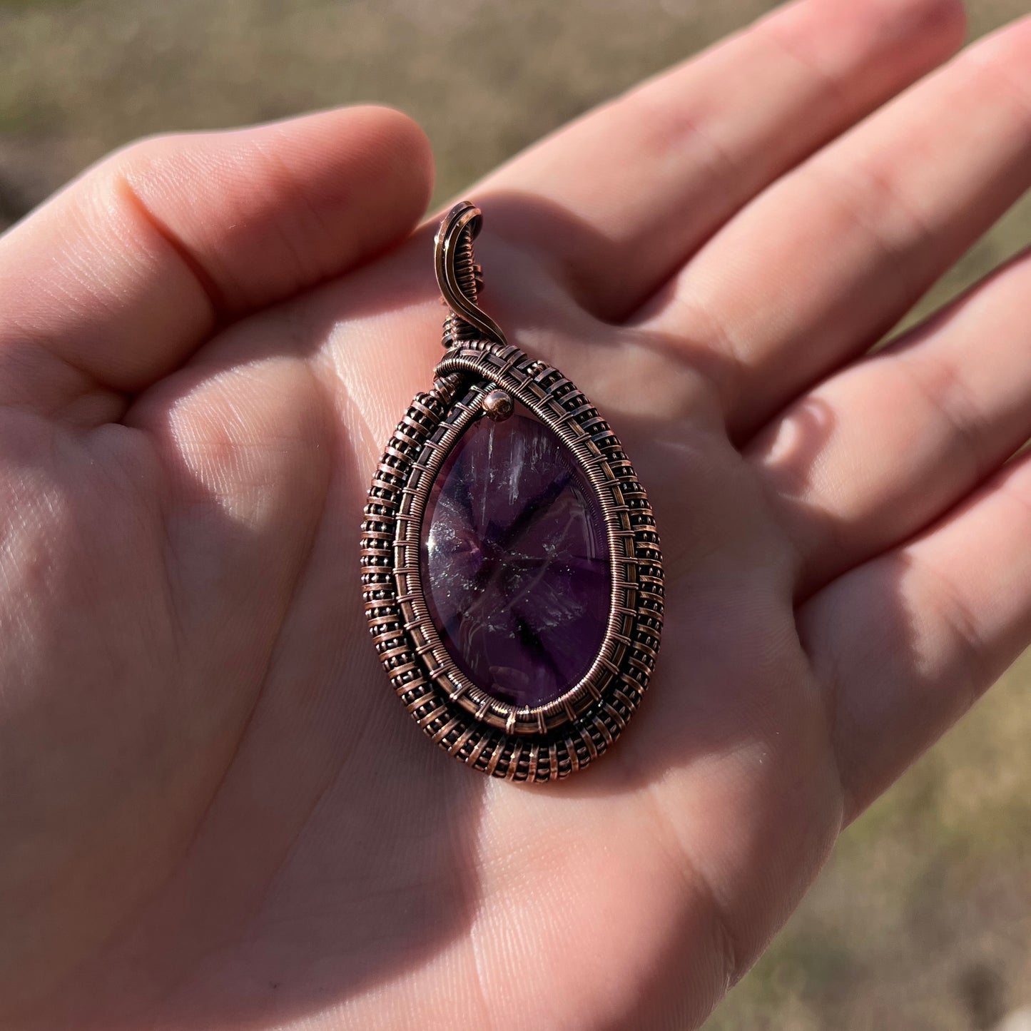 "Star of Insight" - Star Amethyst Pendant in Copper