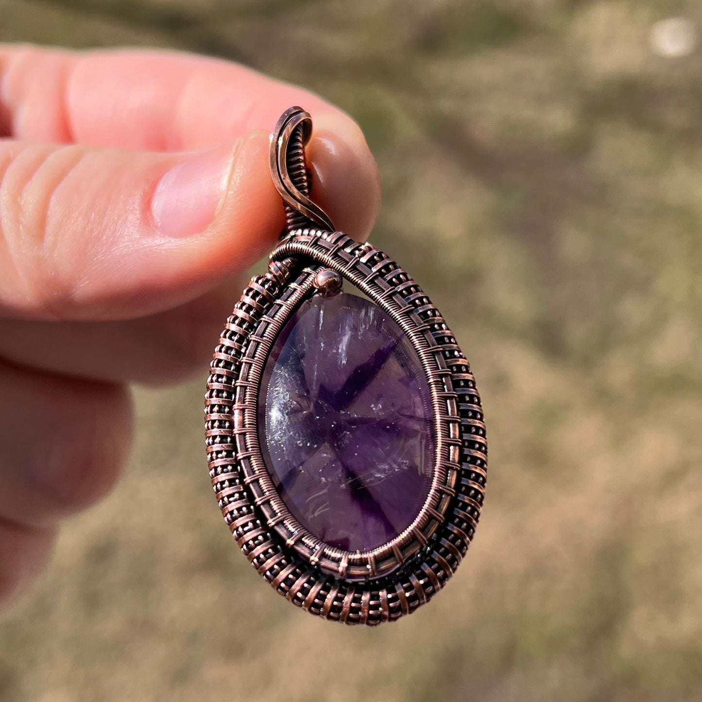 "Star of Insight" - Star Amethyst Pendant in Copper