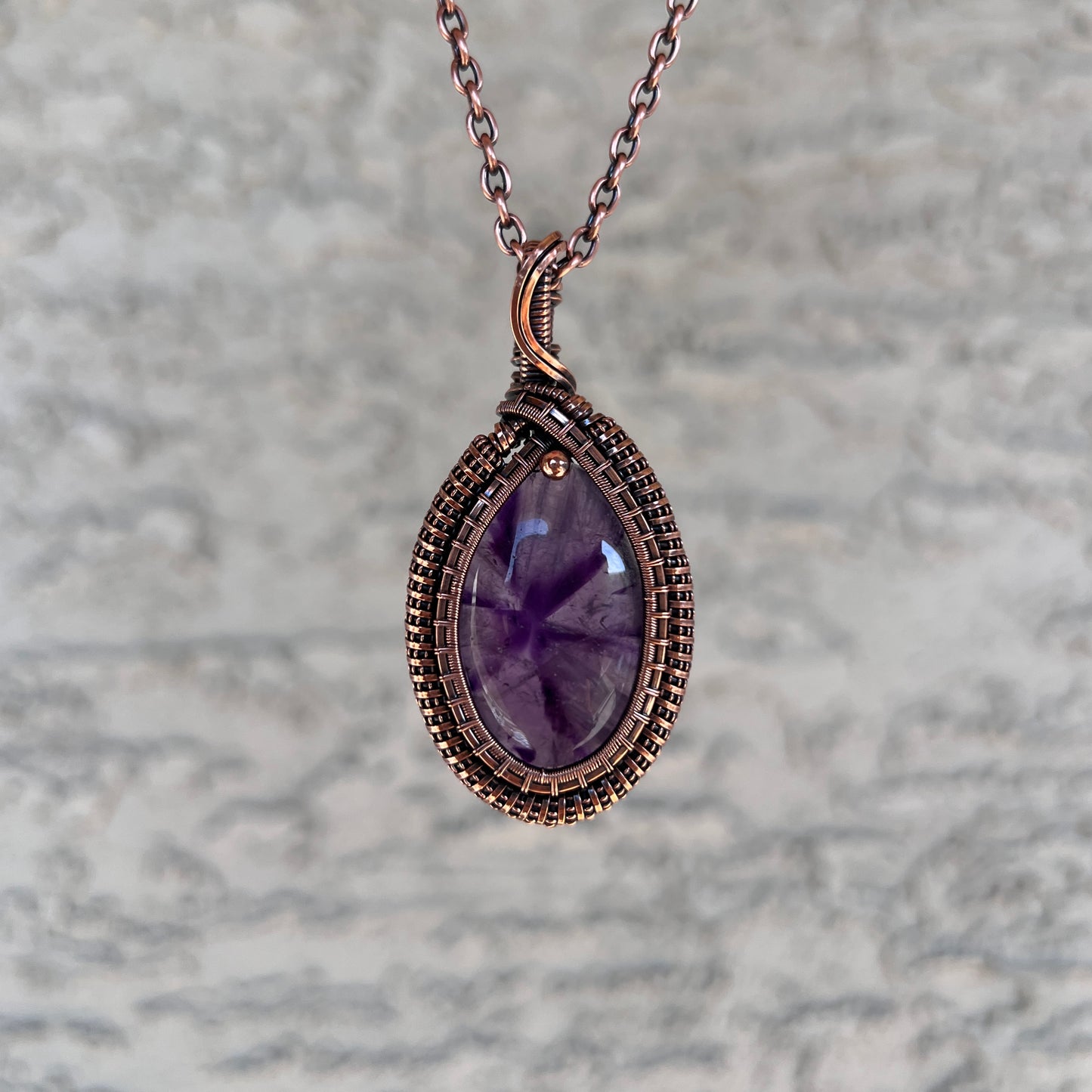 "Star of Insight" - Star Amethyst Pendant in Copper