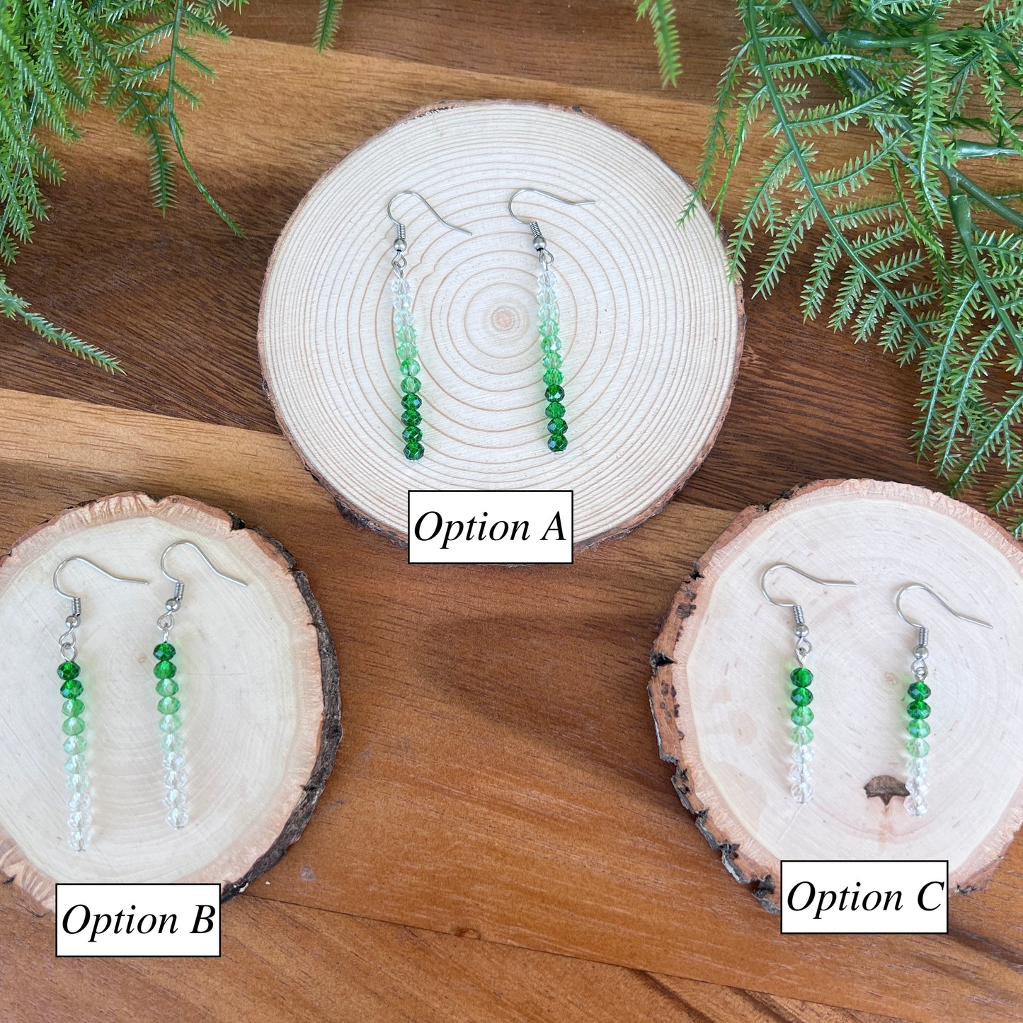 Green Ombre Dangle Earrings