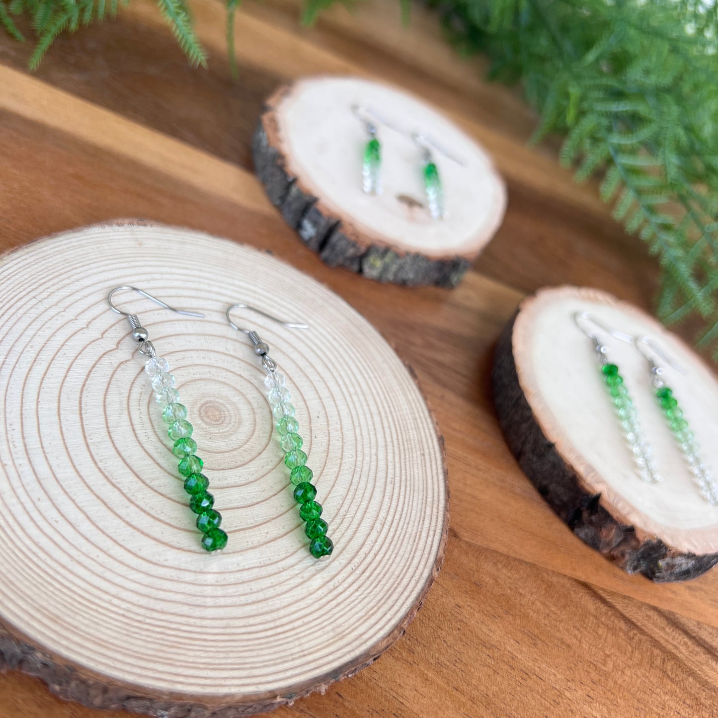 Green Ombre Dangle Earrings