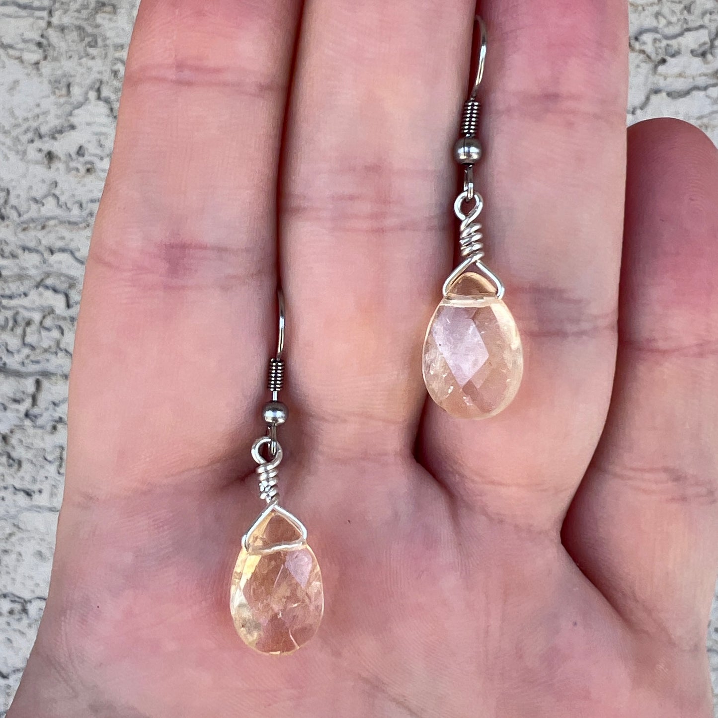 Faceted Citrine Teardrop Earrings
