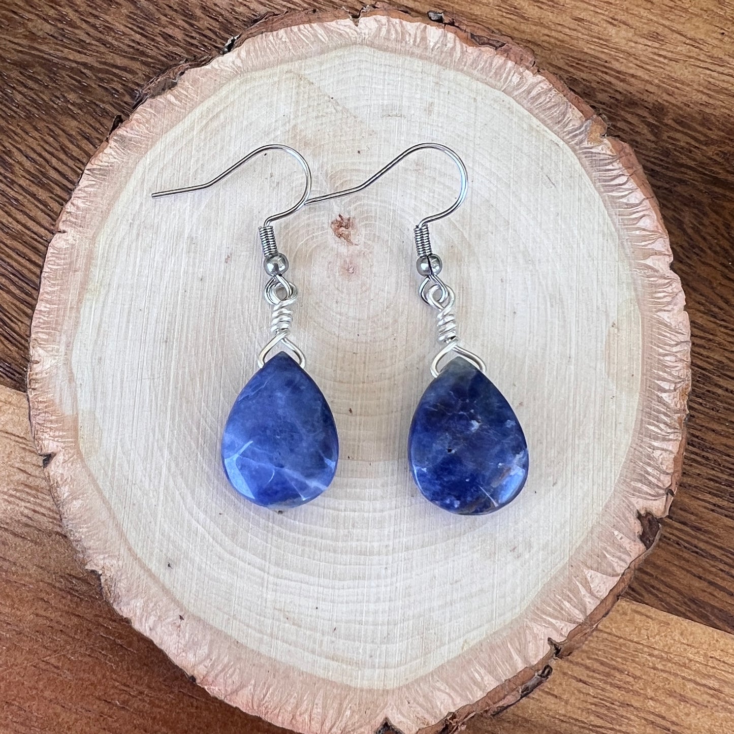Faceted Sodalite Teardrop Earrings