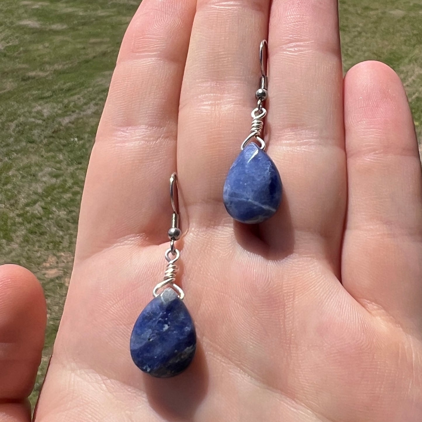 Faceted Sodalite Teardrop Earrings