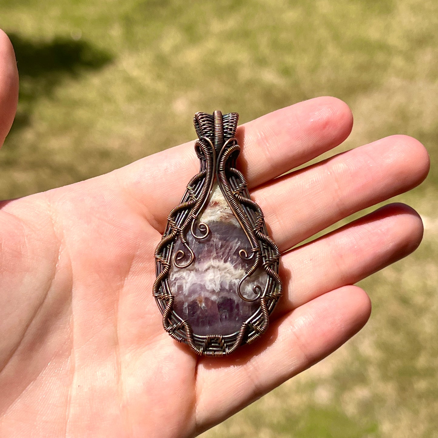 "Amethyst Ascension"  - Banded Amethyst Statement Pendant