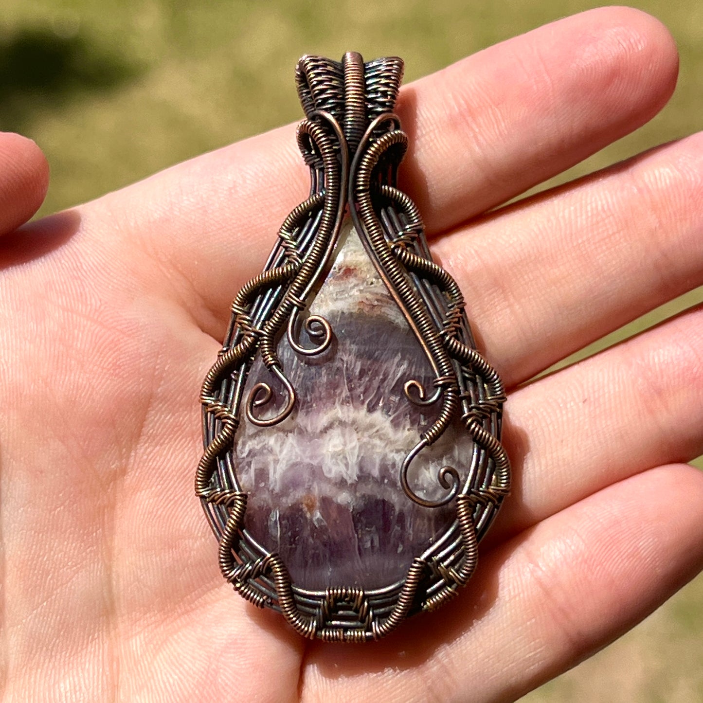 "Amethyst Ascension"  - Banded Amethyst Statement Pendant