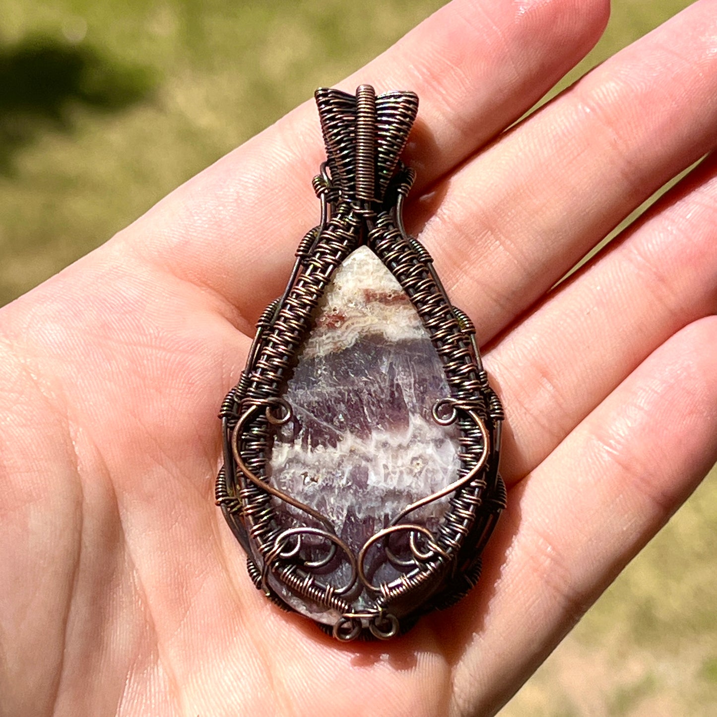 "Amethyst Ascension"  - Banded Amethyst Statement Pendant