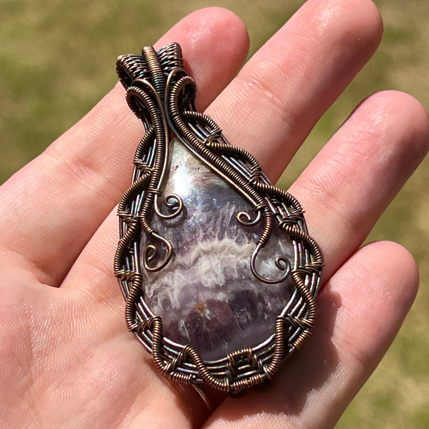 "Amethyst Ascension"  - Banded Amethyst Statement Pendant