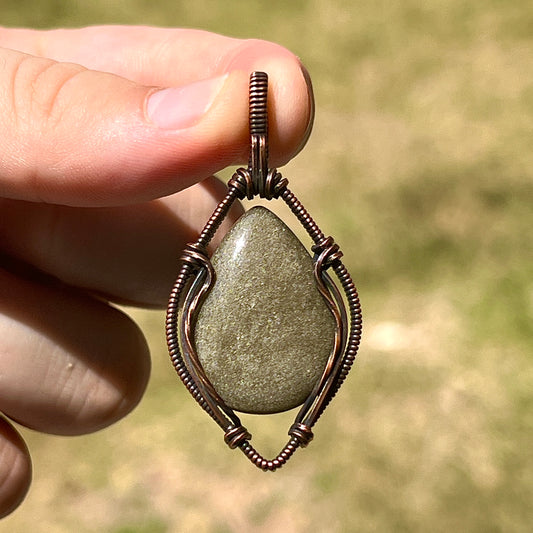 "Aura Armor" - Golden Sheen Obsidian Pendant