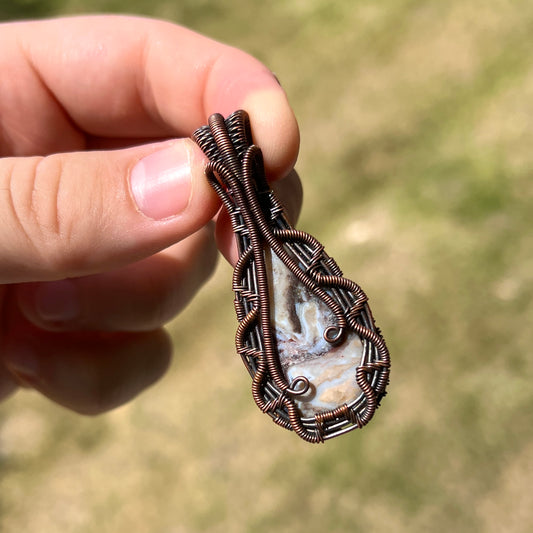 "Sword and Shield" - Banded Agate Crystal Pendant