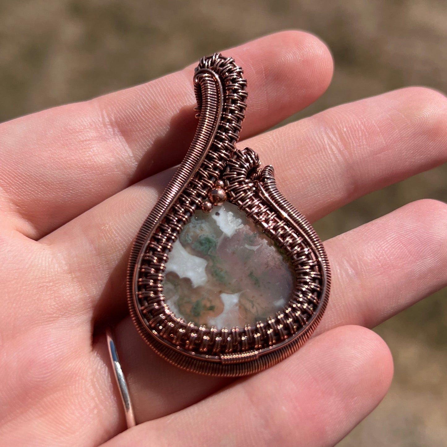 "Mindful Moss Agate" - Moss Agate Statement Pendant