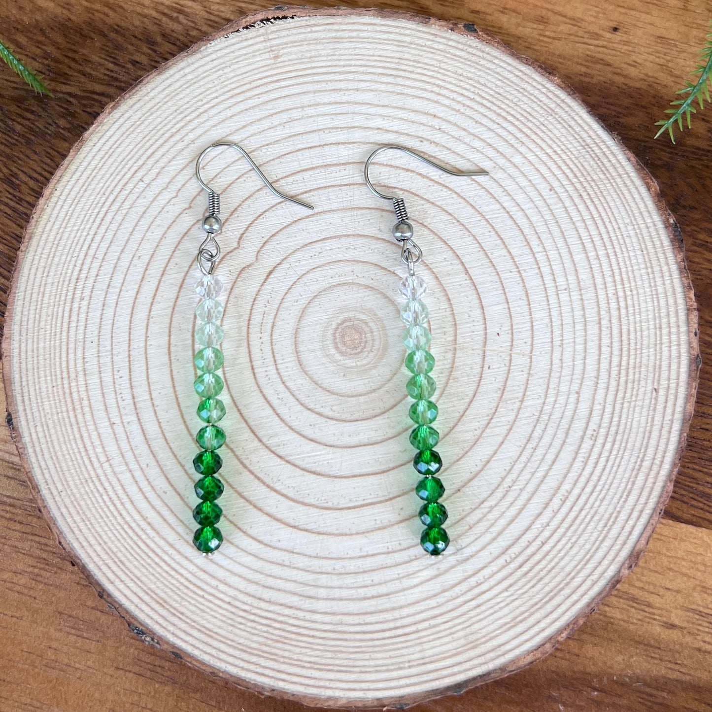 Green Ombre Dangle Earrings