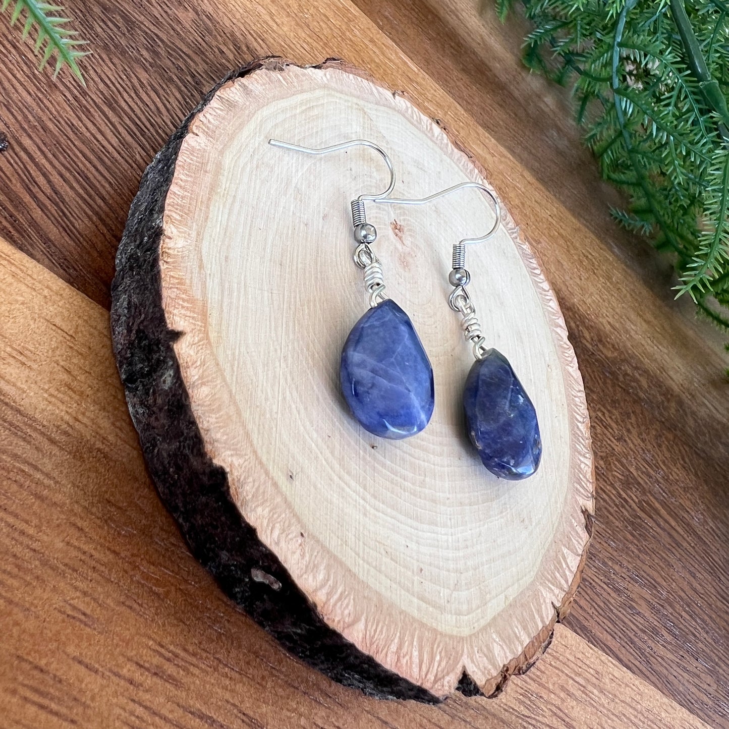 Faceted Sodalite Teardrop Earrings