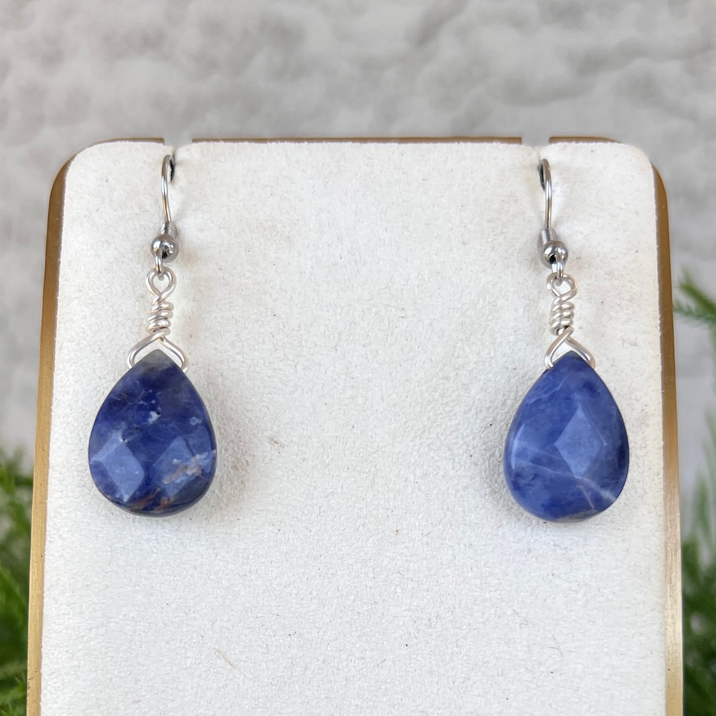 Faceted Sodalite Teardrop Earrings
