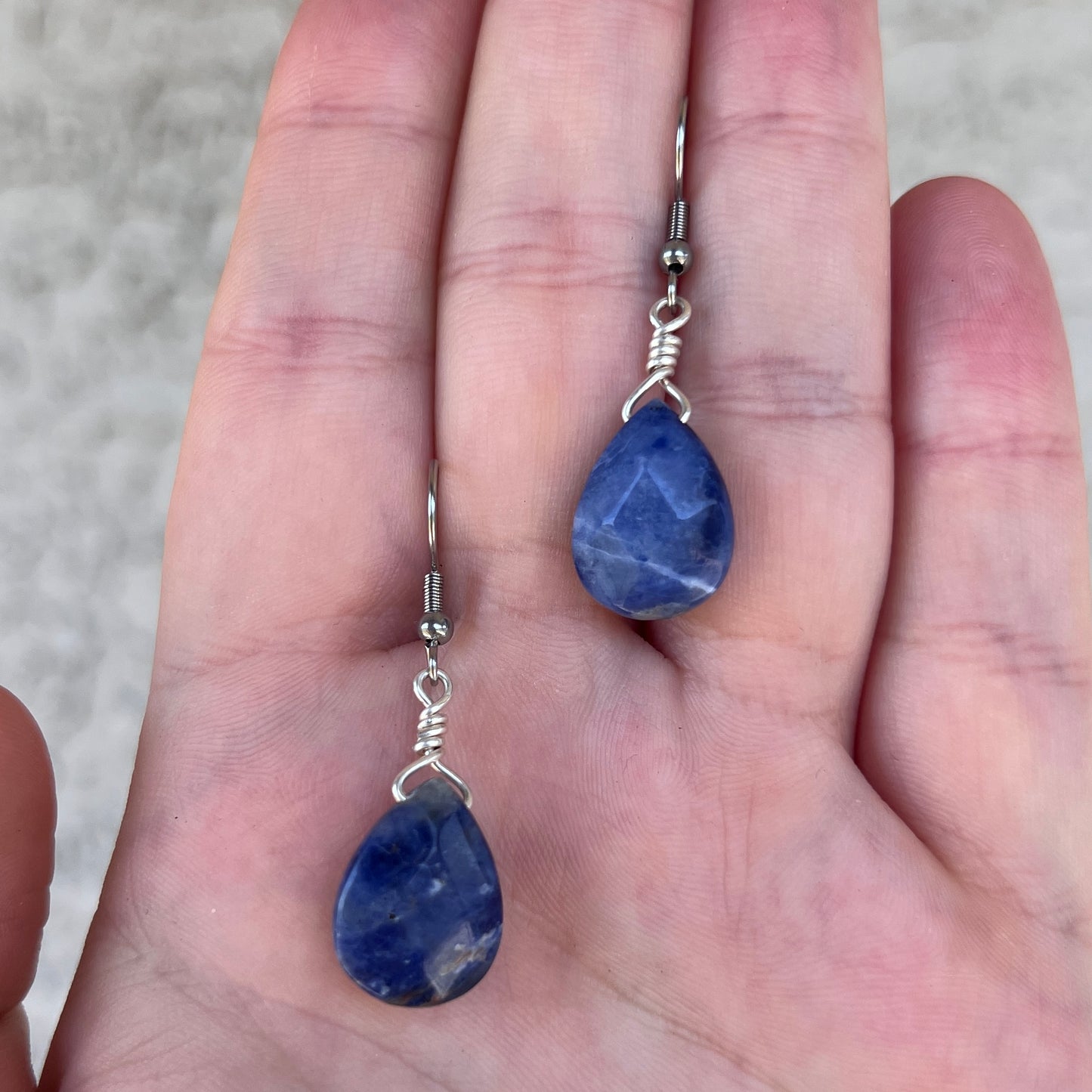 Faceted Sodalite Teardrop Earrings
