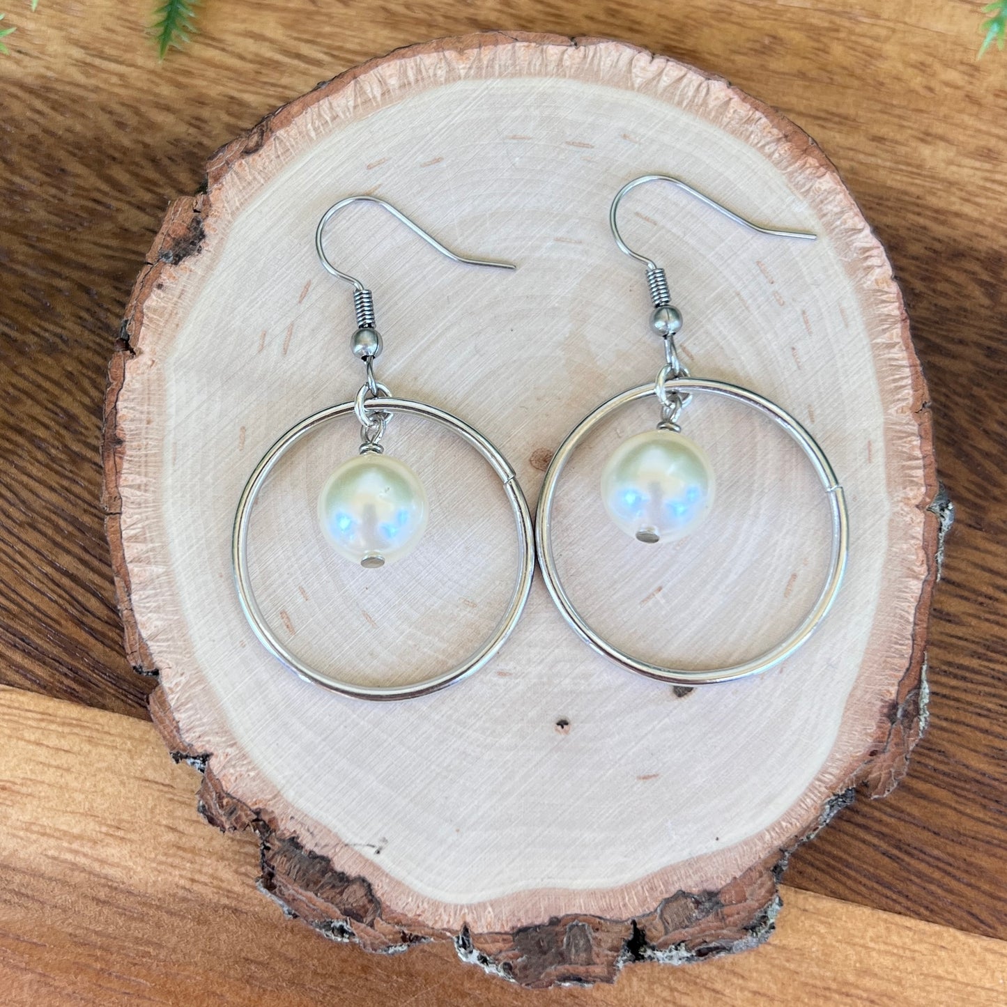 Freshwater Pearl Single Hoop Dangle Earrings