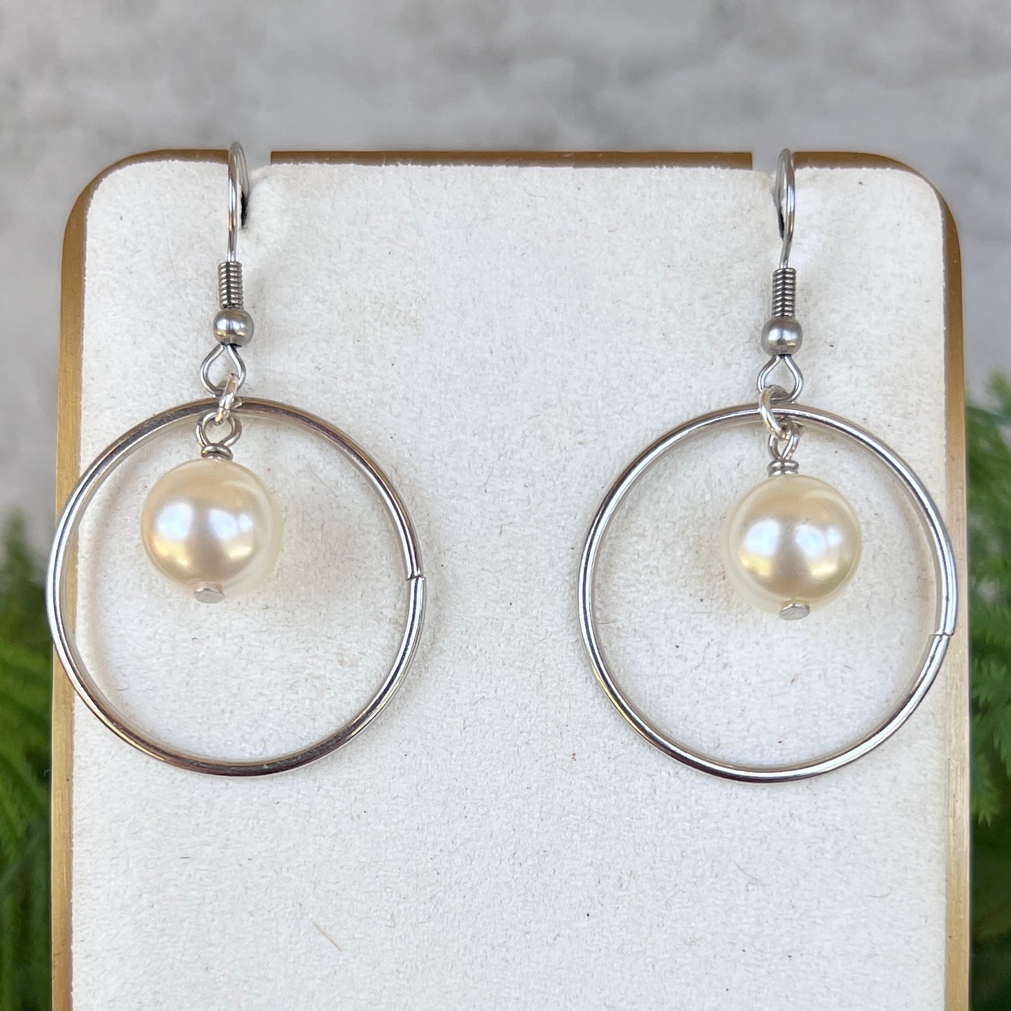 Freshwater Pearl Single Hoop Dangle Earrings
